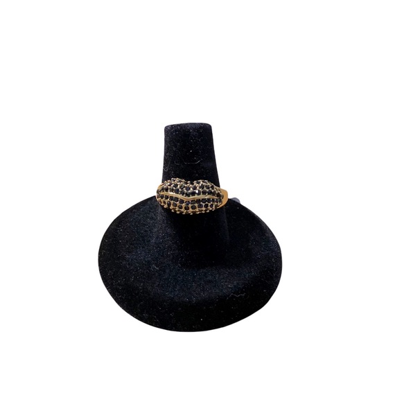 J. Crew Black Pave Kiss Ring Gold Tone - Picture 2 of 4